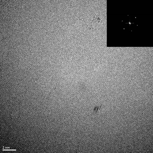 Figure 2. High resolution TEM image and diffraction pattern of EG-SiC exfoliated by our bubbling method.