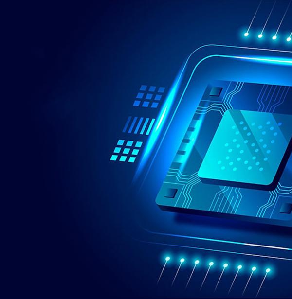 Vectorial design of a chip over a blue background